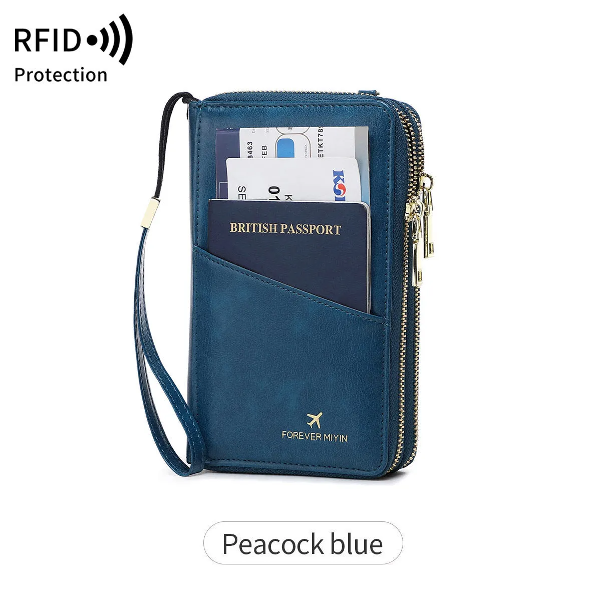 RFID multi-functional double zipper crossbody wallet in shell starfish design with letter pattern