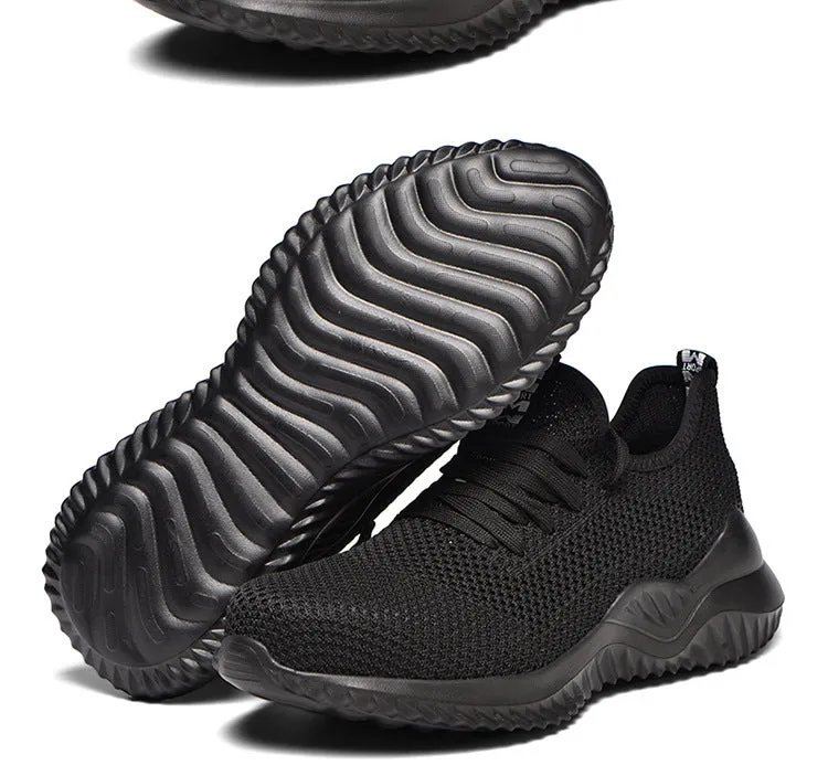 Steel toe cap safety shoes with EVA sole in black colour, low-top design for work and climbing