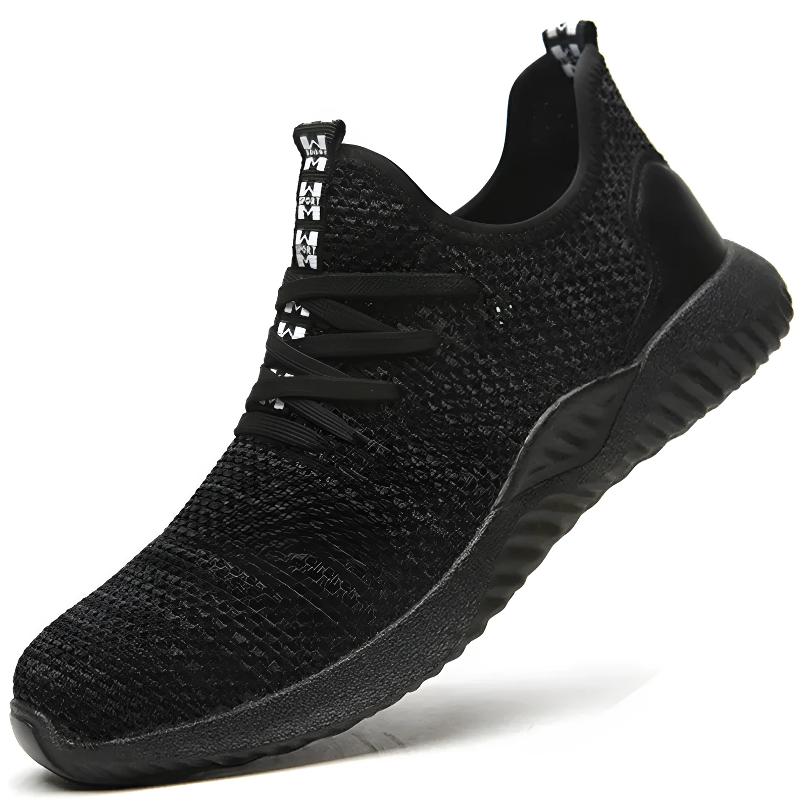 Steel toe cap safety shoes with EVA sole in black colour, low-top design for work and climbing