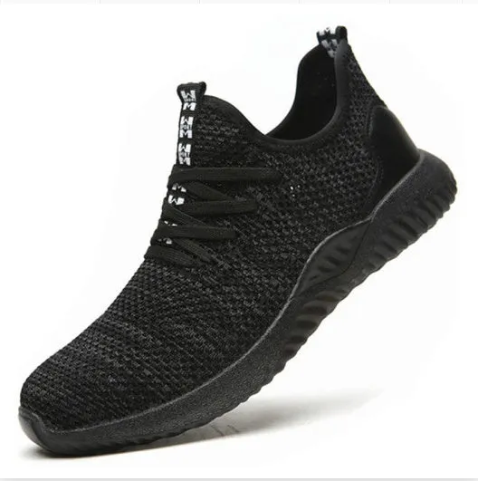 Steel toe cap safety shoes with EVA sole in black colour, low-top design for work and climbing