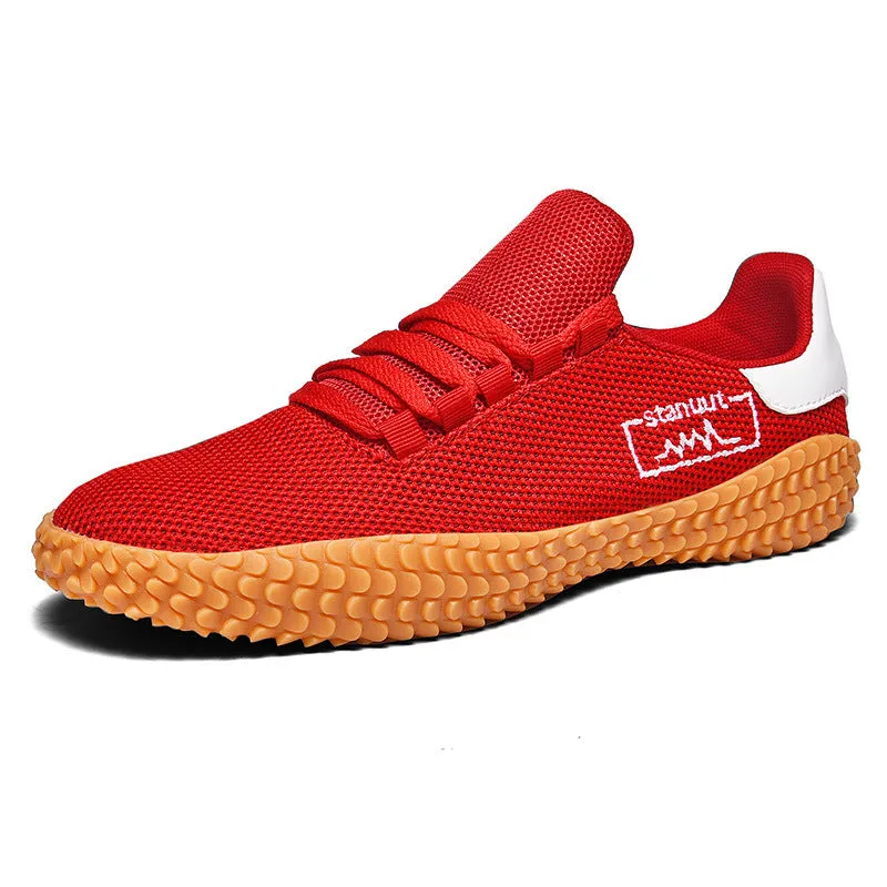 Breathable flying woven casual sneakers for men with fabric upper and rubber sole, available in sizes 36 to 47