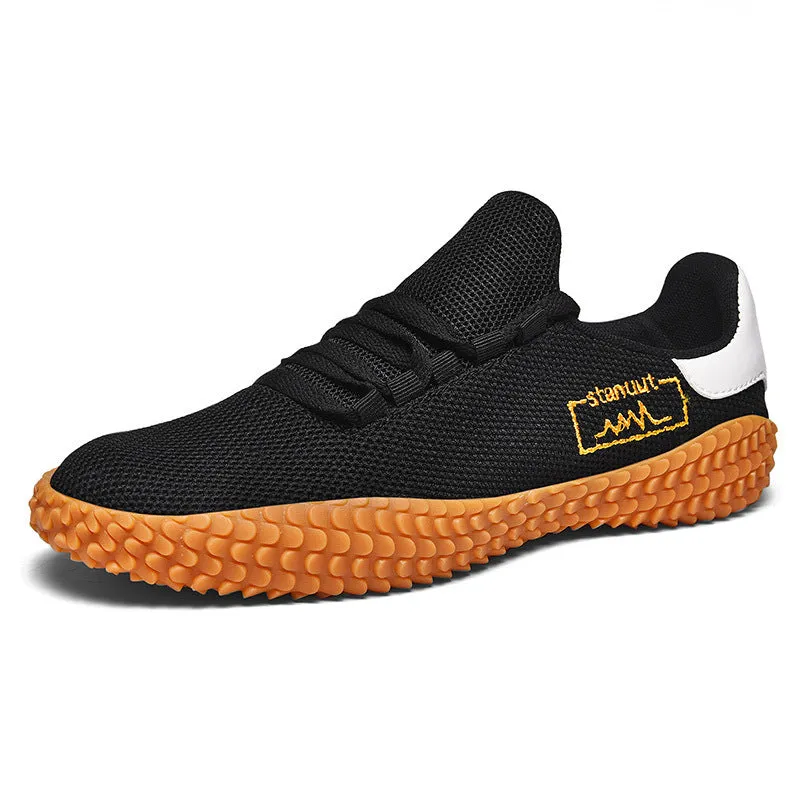 Breathable flying woven casual sneakers for men with fabric upper and rubber sole, available in sizes 36 to 47