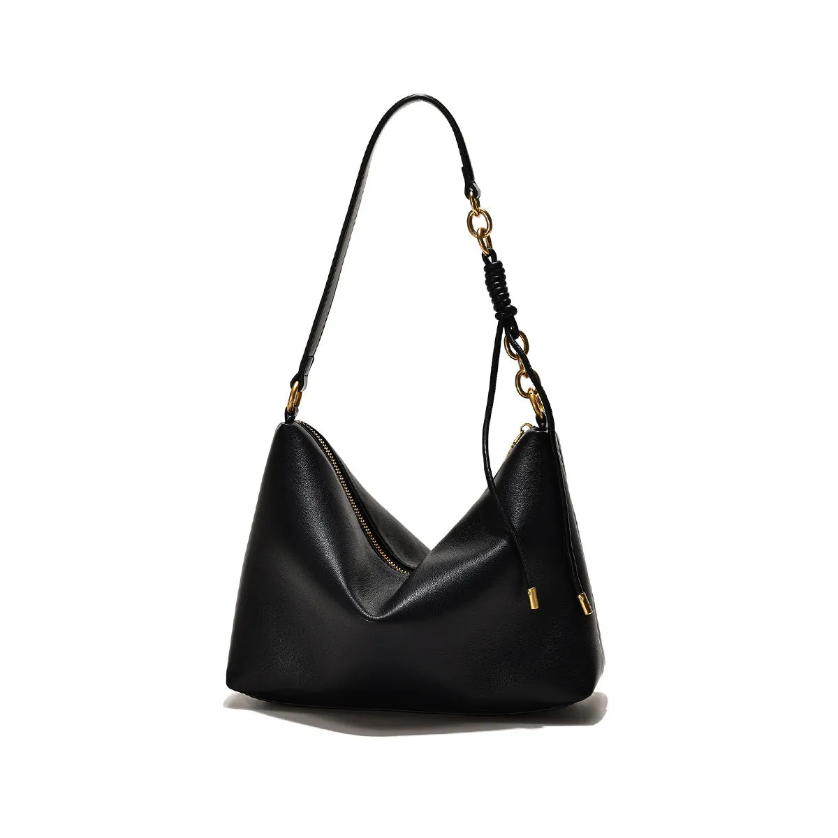 Fashion shoulder underarm messenger bag in PU leather, black colour, size 27x9x18cm