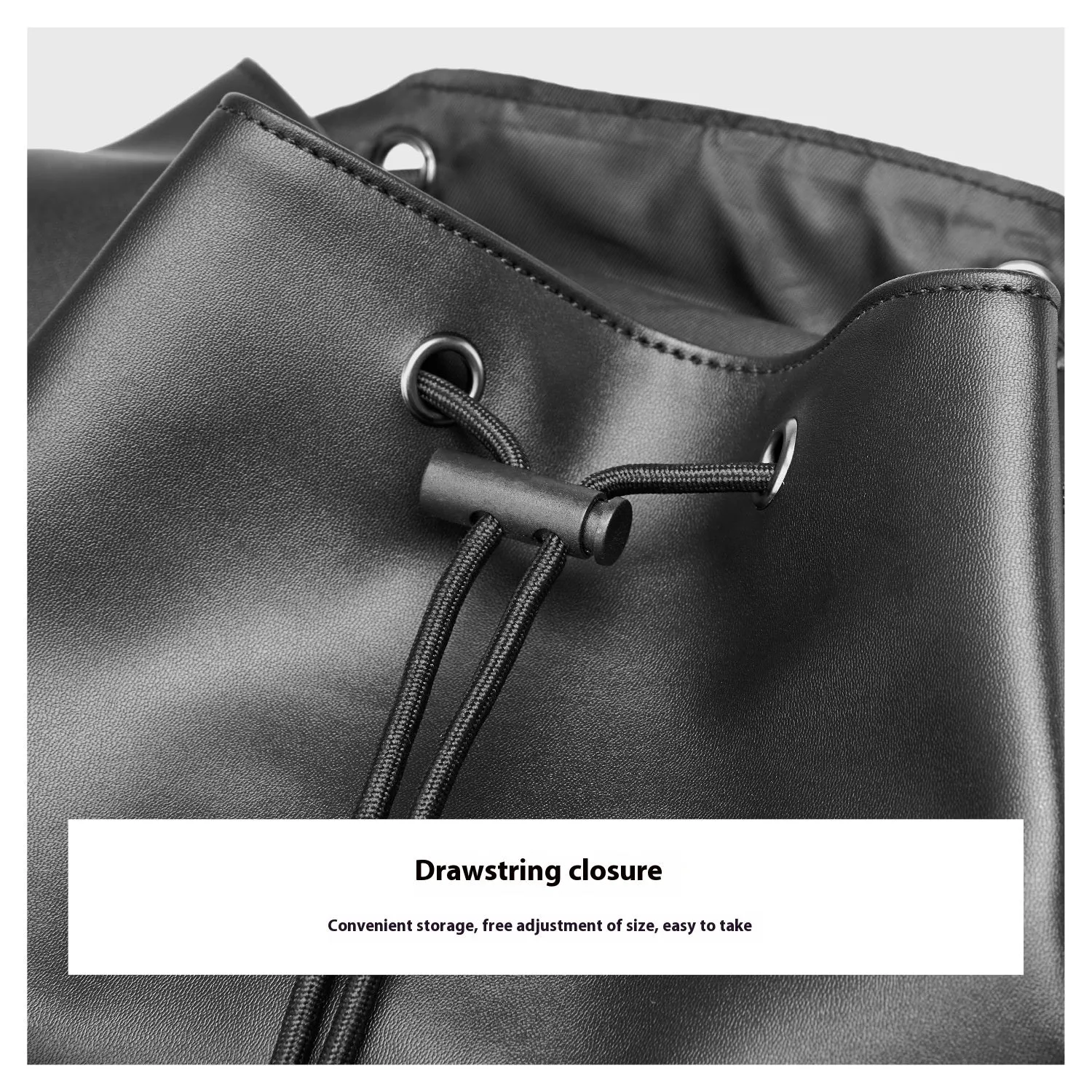 Men's black PU leather backpack large capacity business computer bag with waterproof function