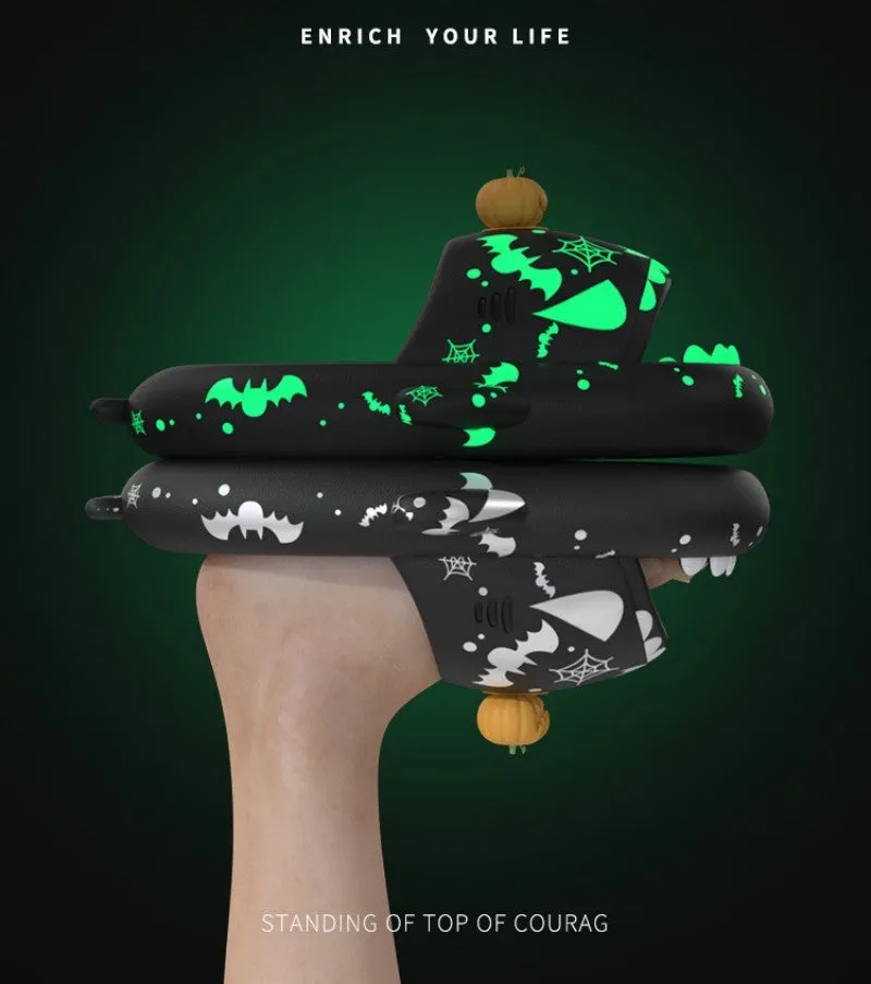 Luminous shark slippers in black, red, green, and purple for couple home wear with non-slip EVA sole