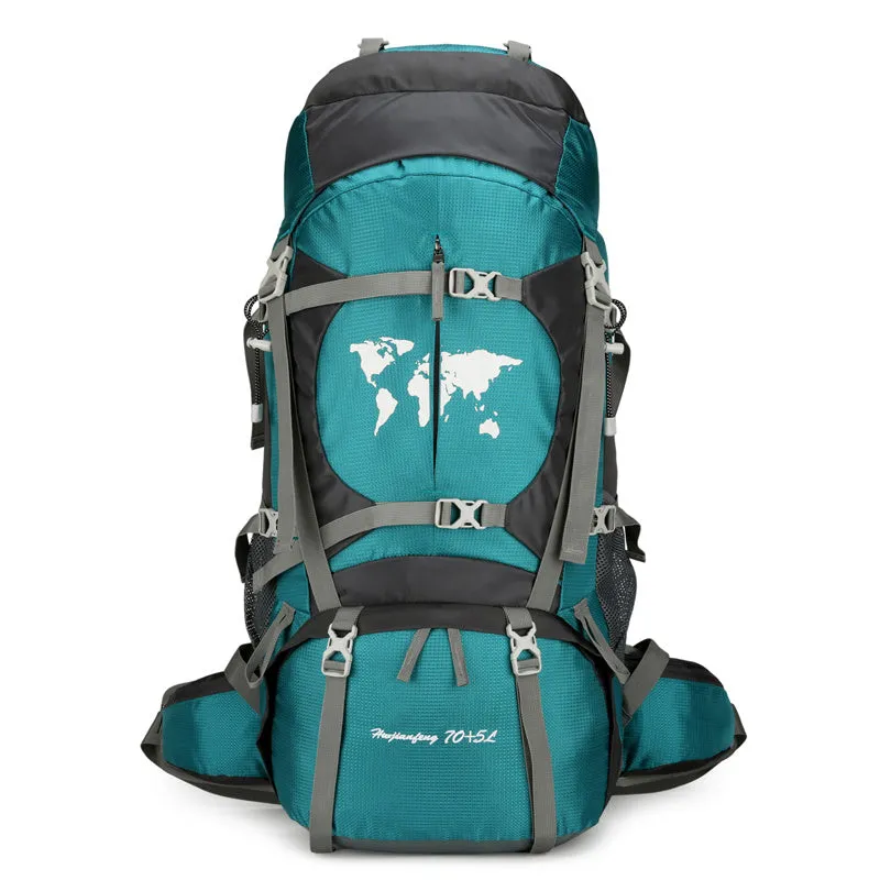 60L professional climbing backpack with bracket in black for hiking and off-road travel