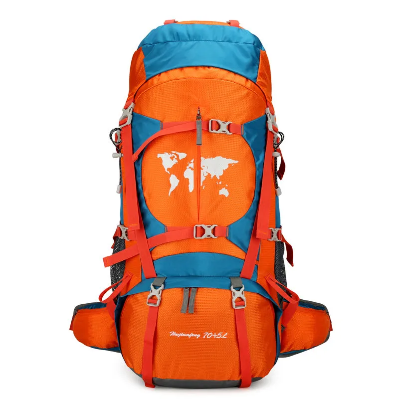 60L professional climbing backpack with bracket in black for hiking and off-road travel