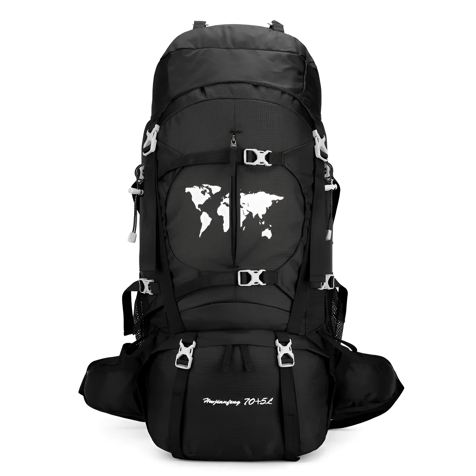 60L professional climbing backpack with bracket in black for hiking and off-road travel
