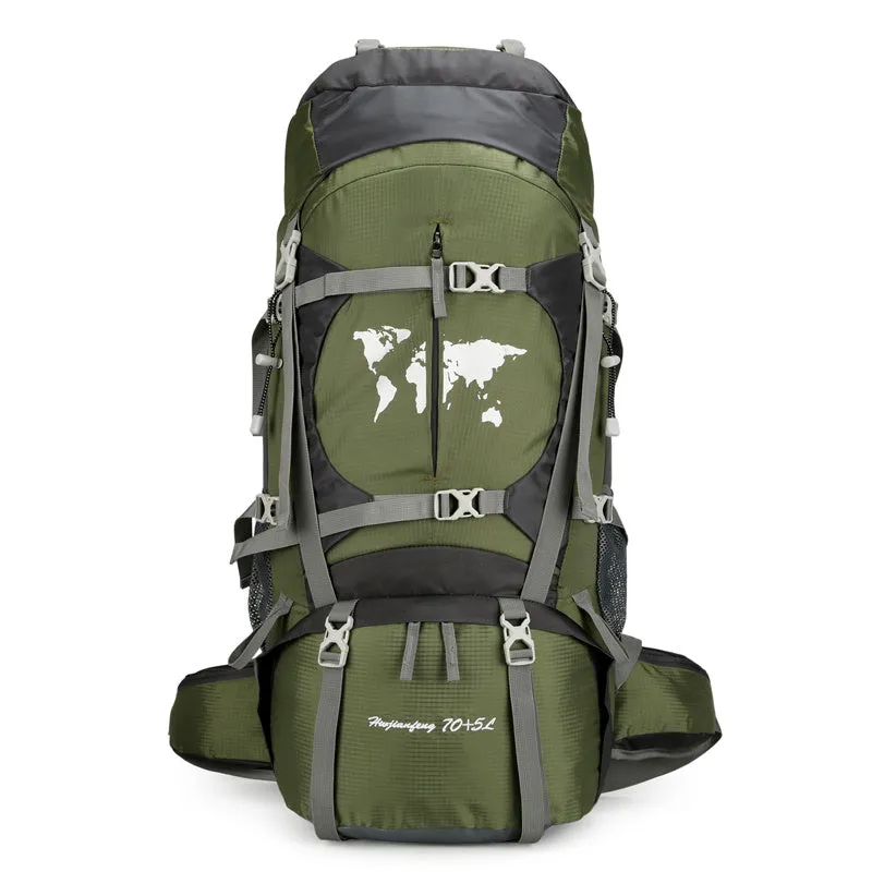 60L professional climbing backpack with bracket in black for hiking and off-road travel