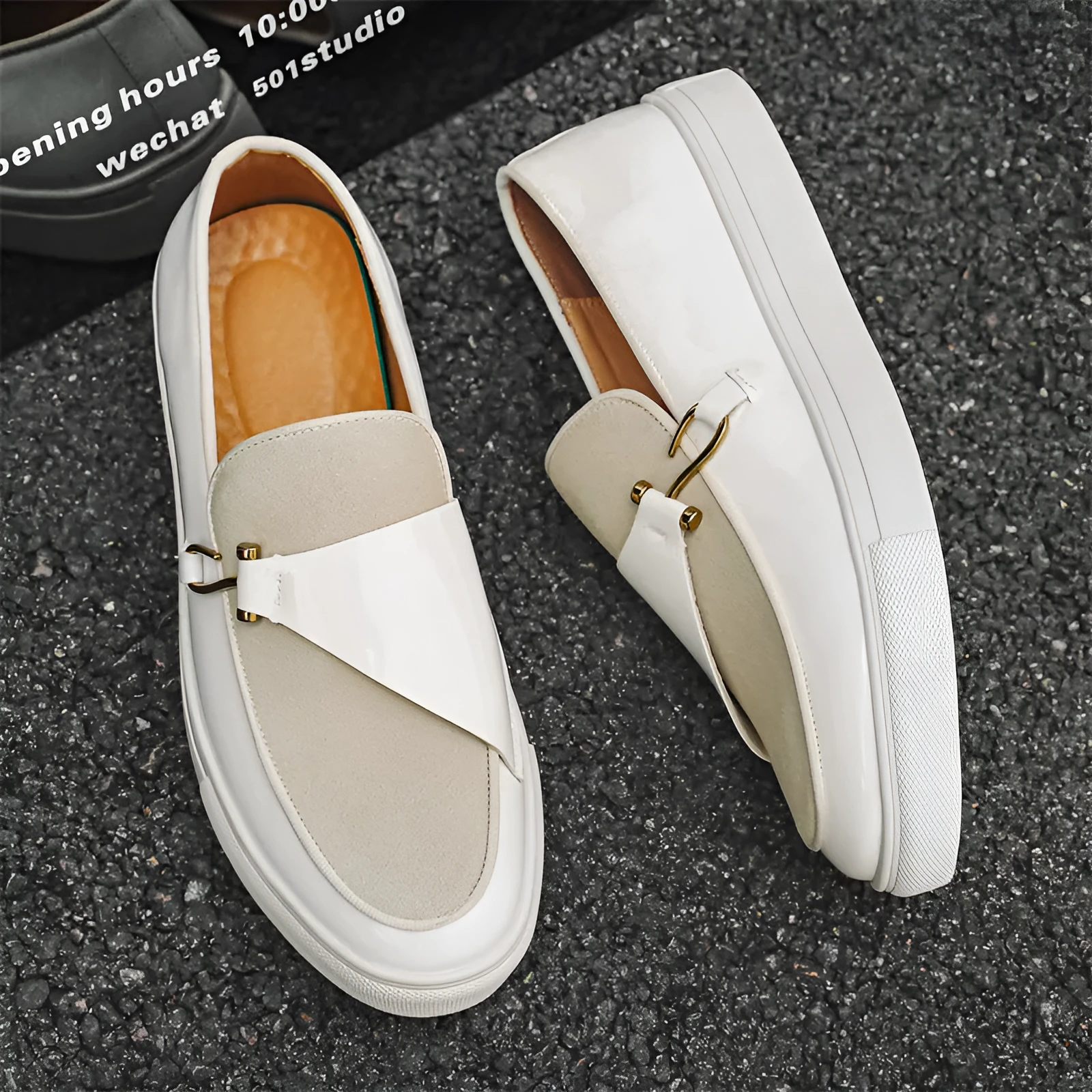 Men's solid colour casual shoes in black artificial PU leather on a neutral background
