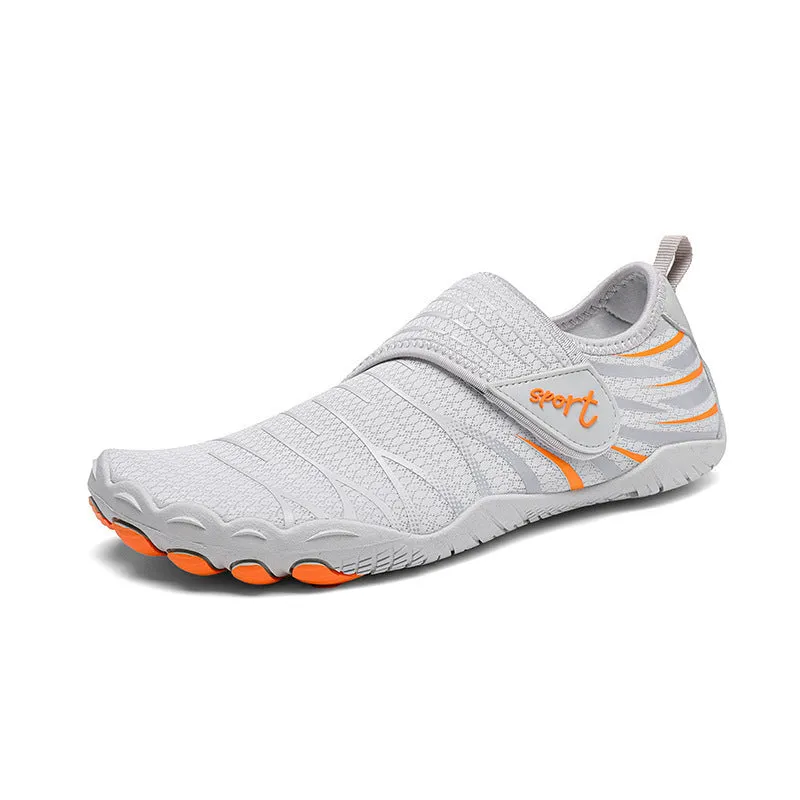 Unisex outdoor wading shoes with mesh upper, rubber sole, Velcro closure, low-top design