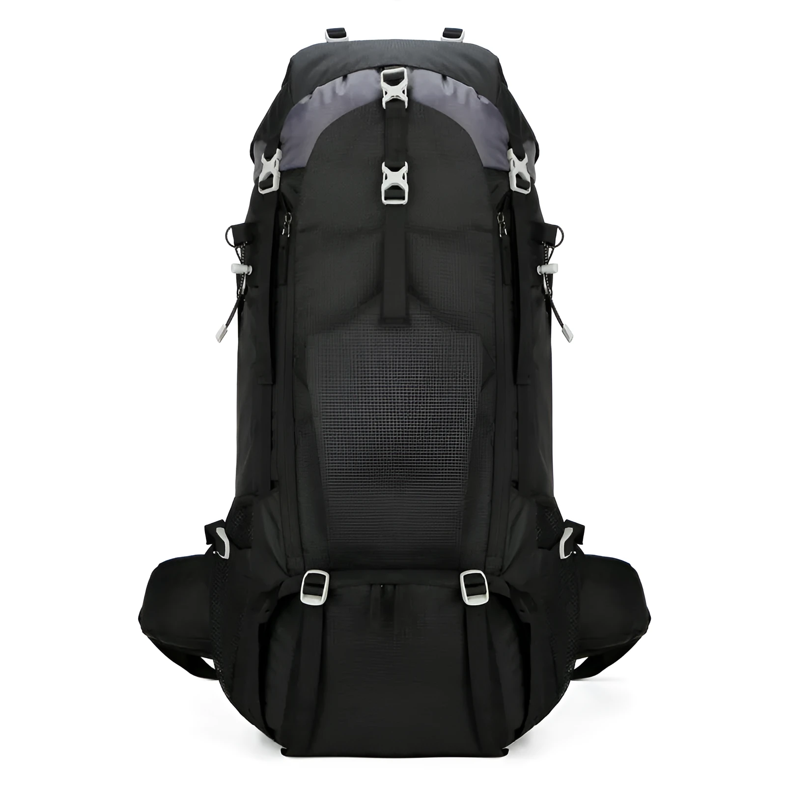 Professional outdoor hiking backpack 70L in black, ultra-light and waterproof for camping
