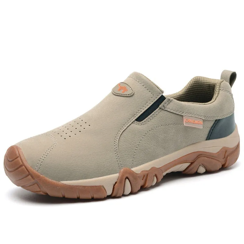 Men's plus size casual shoe in suede with mesh lining and soft rubber sole, shown in grey colour.