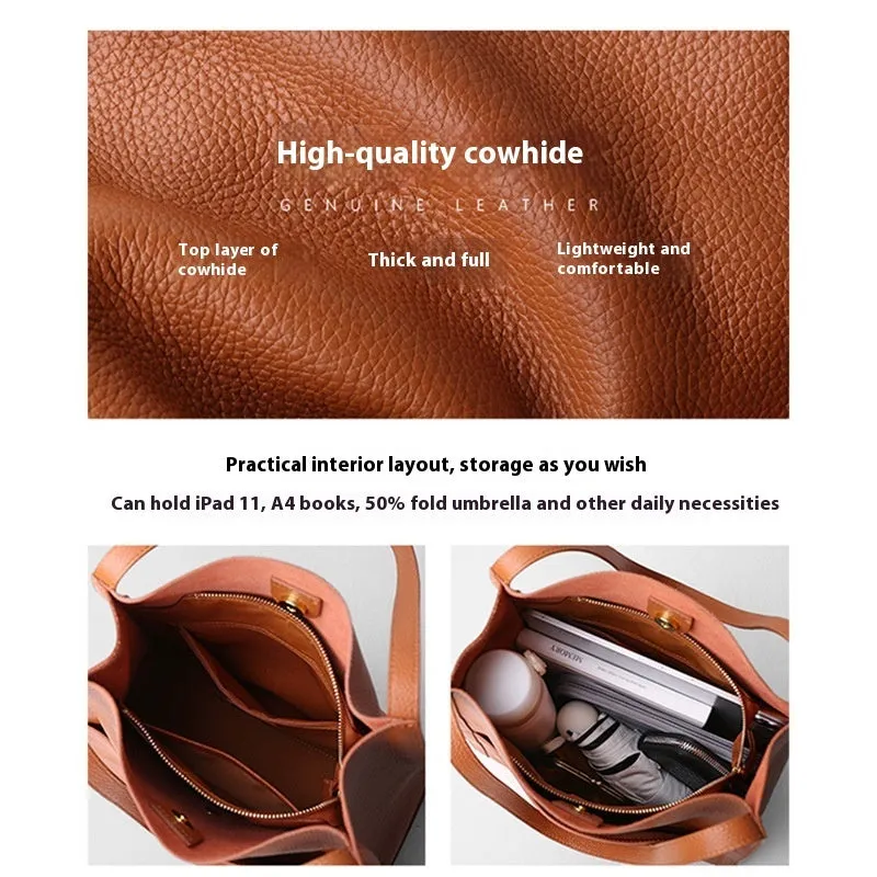 Genuine leather square vertical shoulder bag in black, soft first layer cowhide with sewing thread detail and three-dimensional outer pocket