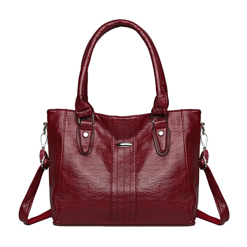 Women's soft PU casual shoulder bag in dark gray with simple design