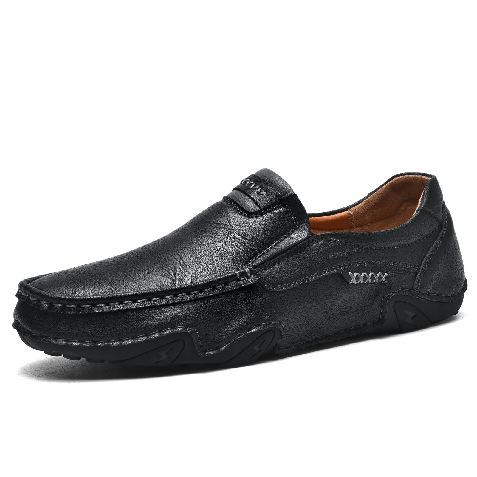 Men's flat casual slip-on loafers in microfiber with leather lining, shown in a choice of colours.