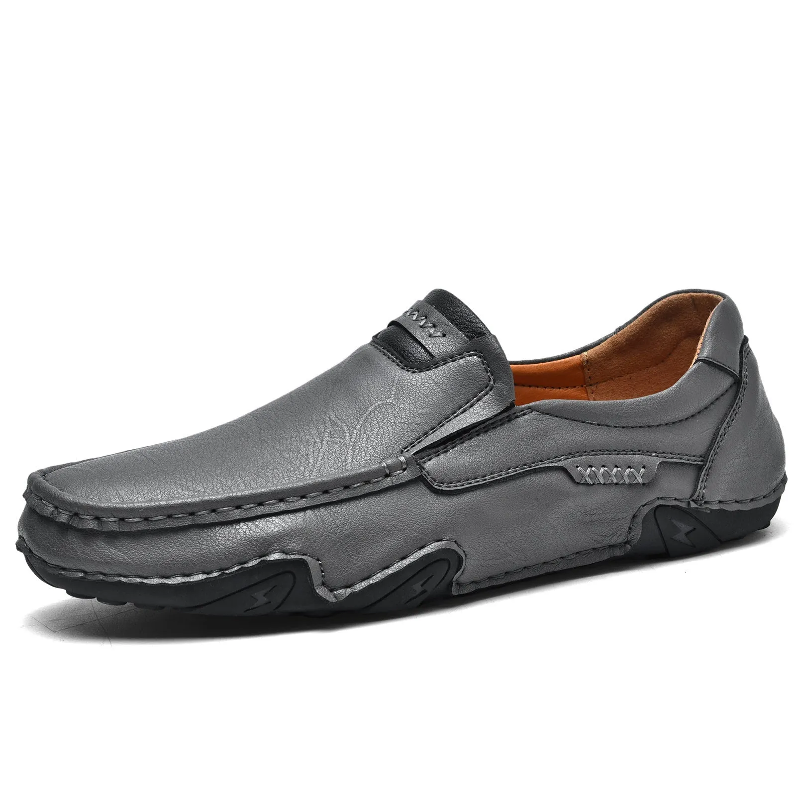 Men's flat casual slip-on loafers in microfiber with leather lining, shown in a choice of colours.