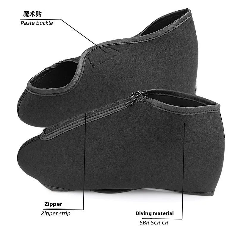 Black neoprene outdoor ice skate blade cover for short track skating with Velcro and zipper