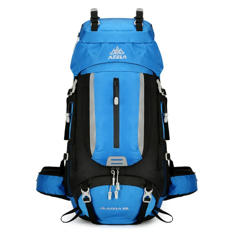New outdoor mountaineering bag large capacity lightweight waterproof professional hiking camping backpack in blue
