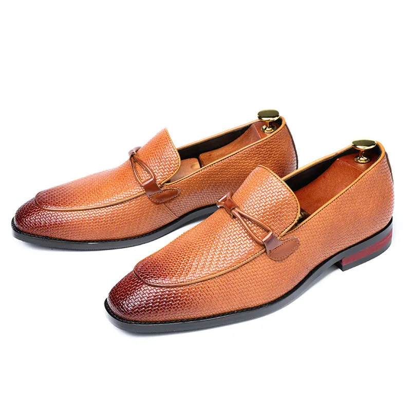 Big Yards men leather shoes solid colour black plain toe cow split leather oversleeve style