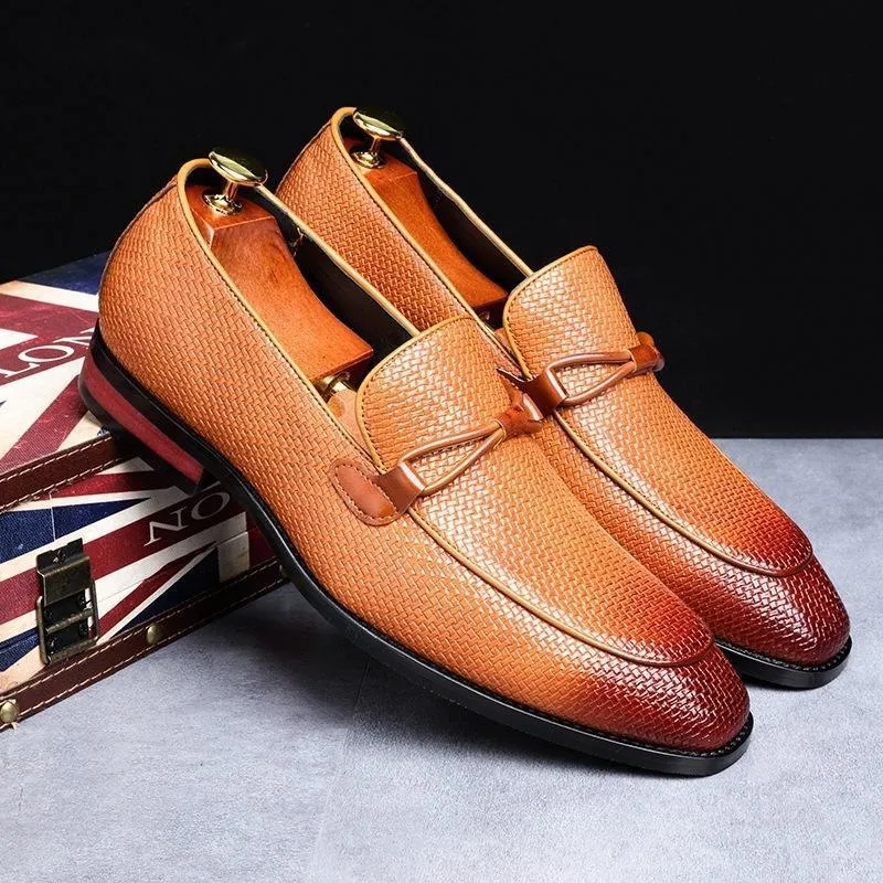 Big Yards men leather shoes solid colour black plain toe cow split leather oversleeve style