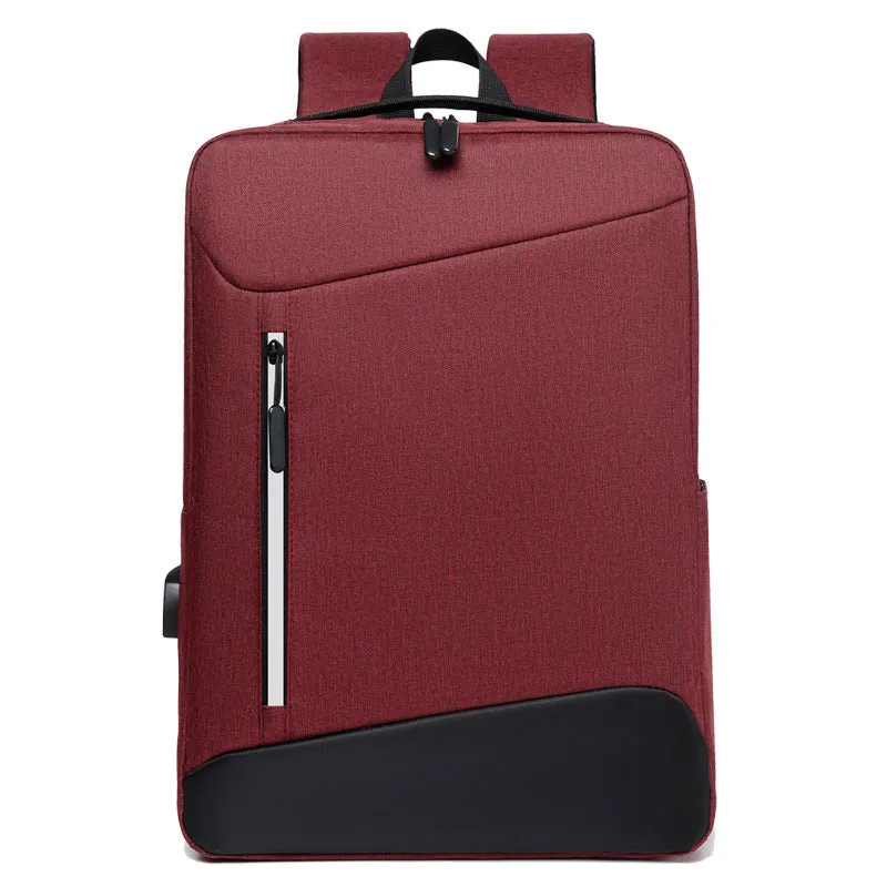 Men's black waterproof Oxford cloth business backpack with curved straps and 20-35L capacity.