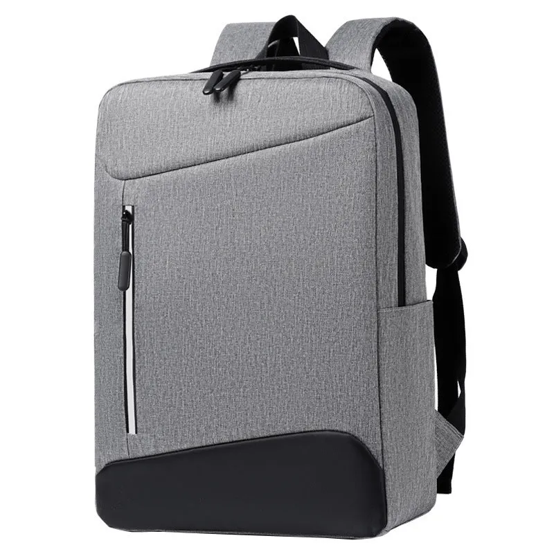 Men's black waterproof Oxford cloth business backpack with curved straps and 20-35L capacity.