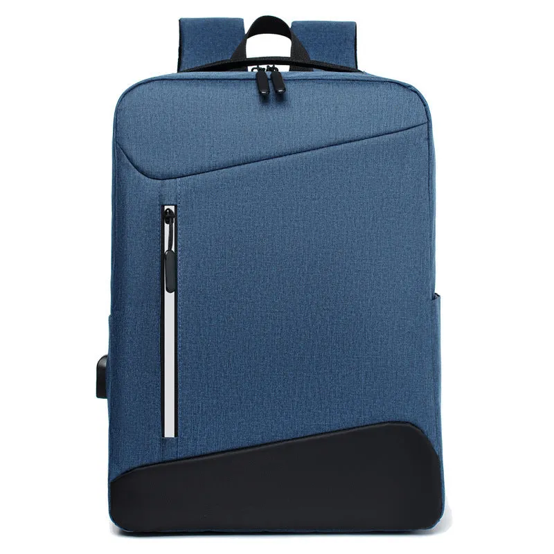 Men's black waterproof Oxford cloth business backpack with curved straps and 20-35L capacity.