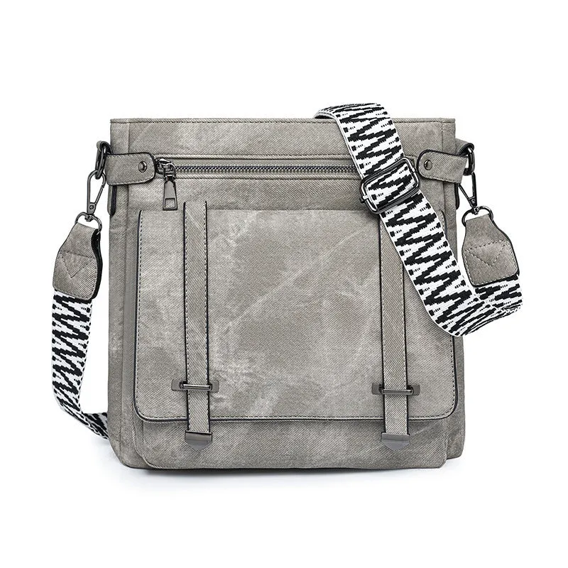 Women's PU large capacity multi-pocket bucket bag in two-tone coffee for leisure travel