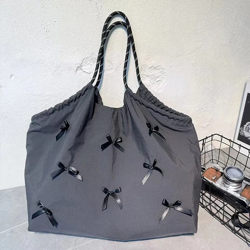 Women's soft Oxford cloth large capacity casual bow bag crossbody shoulder bag Urban Simplicity style