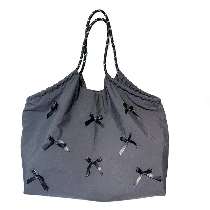 Women's soft Oxford cloth large capacity casual bow bag crossbody shoulder bag Urban Simplicity style