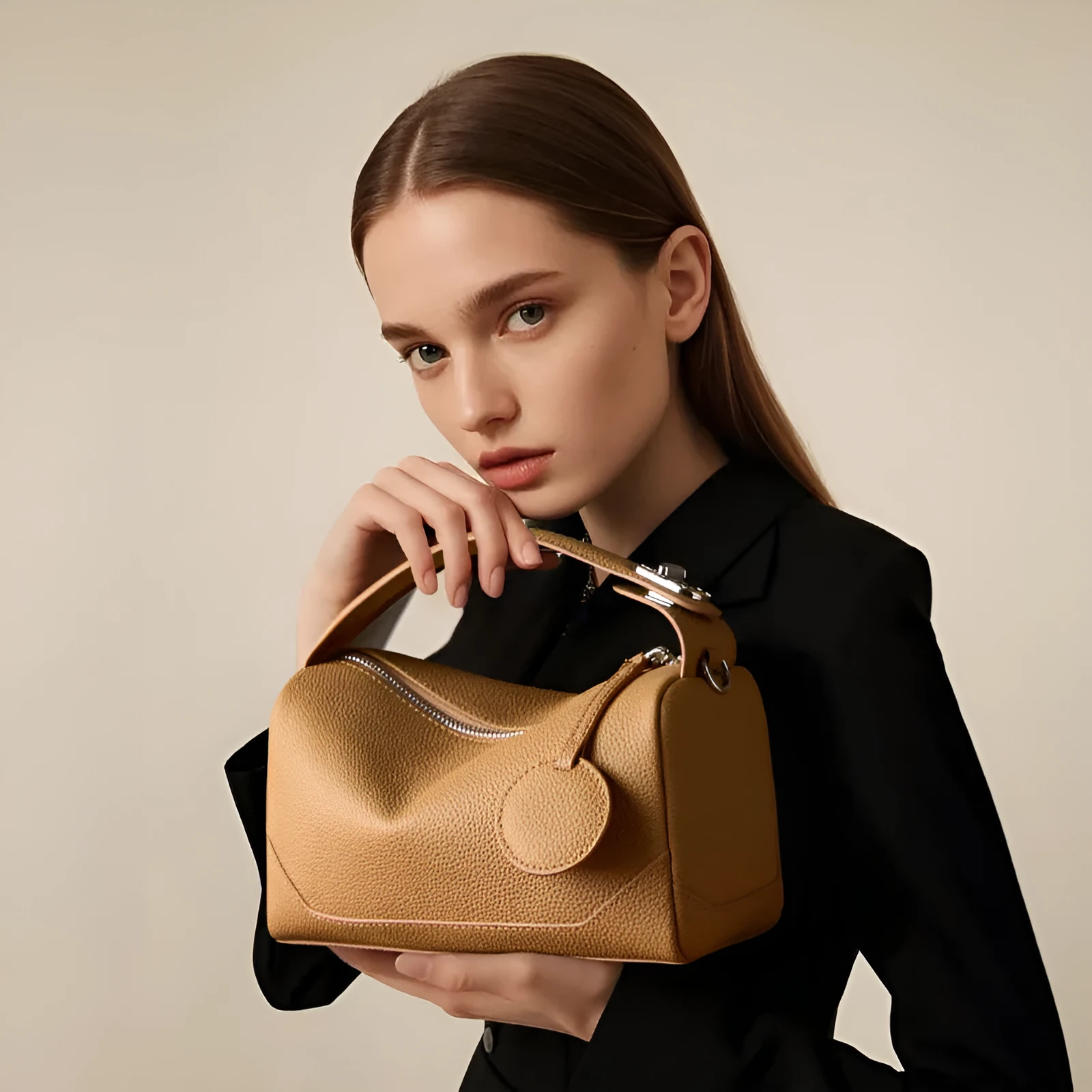 Women's genuine leather crossbody bag in square vertical shape 23x11x14 cm available in five colours