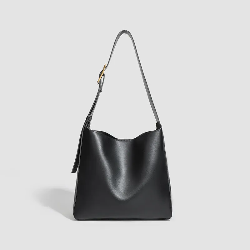 Retro textured Maillard tote bag in brown PU with visible sewing thread detailing and three-dimensional outer pocket