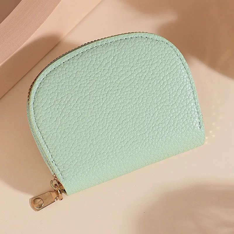 Ladies fashion shell card holder storage bag in PU leather, compact solid colour unisex design