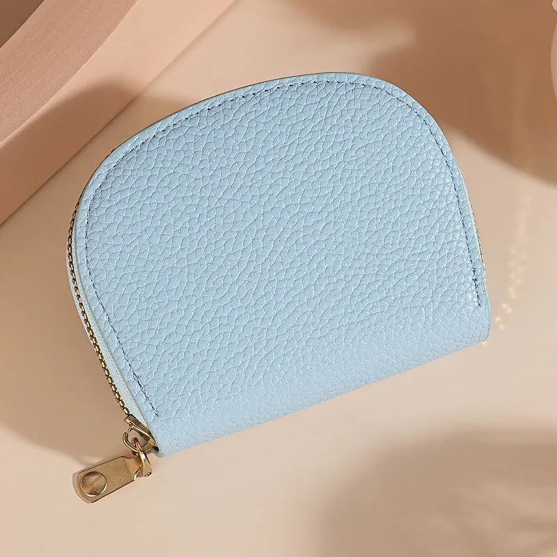 Ladies fashion shell card holder storage bag in PU leather, compact solid colour unisex design