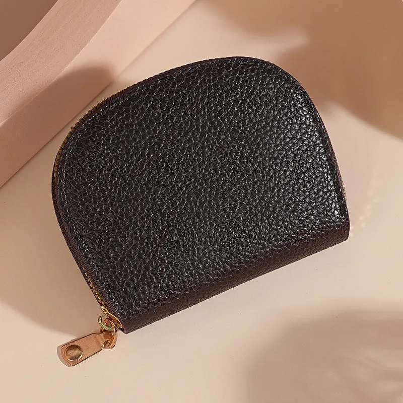 Ladies fashion shell card holder storage bag in PU leather, compact solid colour unisex design