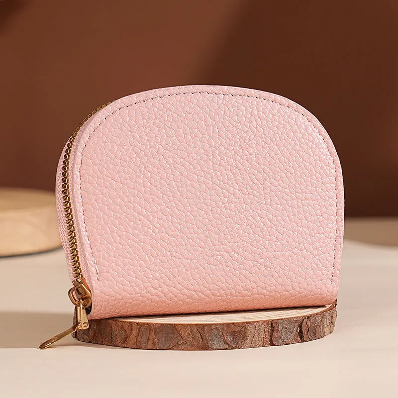 Ladies fashion shell card holder storage bag in PU leather, compact solid colour unisex design