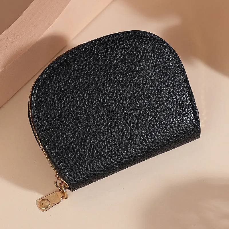 Ladies fashion shell card holder storage bag in PU leather, compact solid colour unisex design