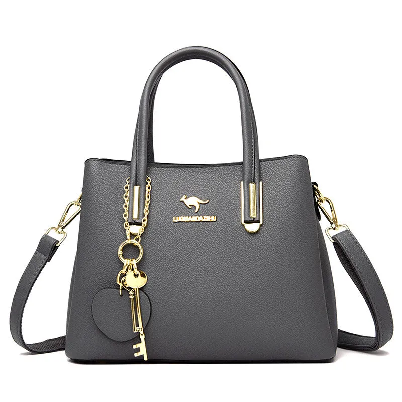 Large capacity women's bag with lychee texture, PU material, horizontal square shape, 28x22x12.5cm, available in six colours