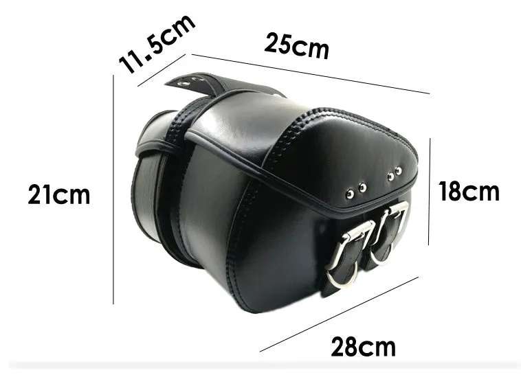 Black PU leather motorcycle saddlebags left and right side storage set for cruisers