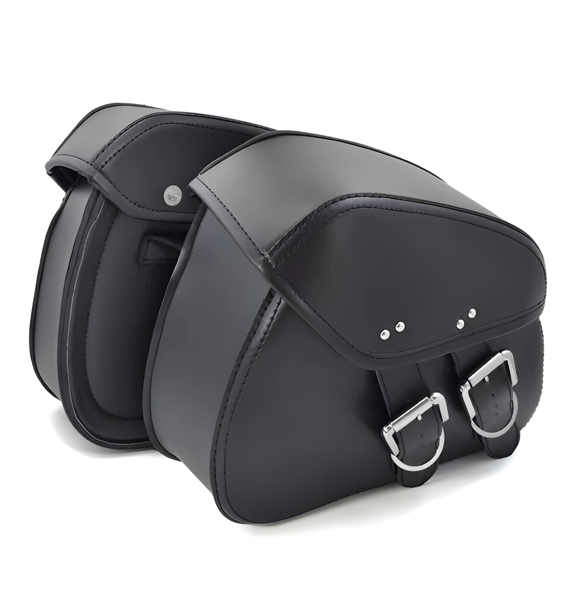 Black PU leather motorcycle saddlebags left and right side storage set for cruisers