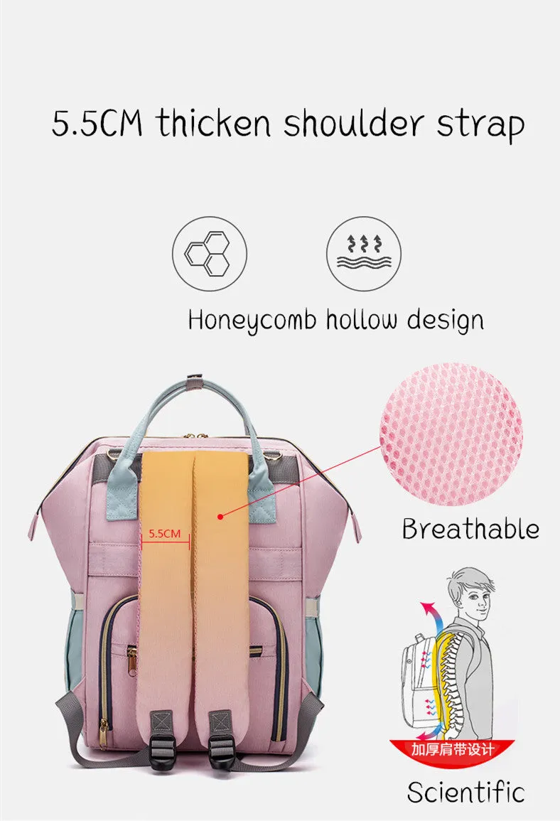 Mummy maternity bag backpack in solid colour with zipper closure and nylon finish