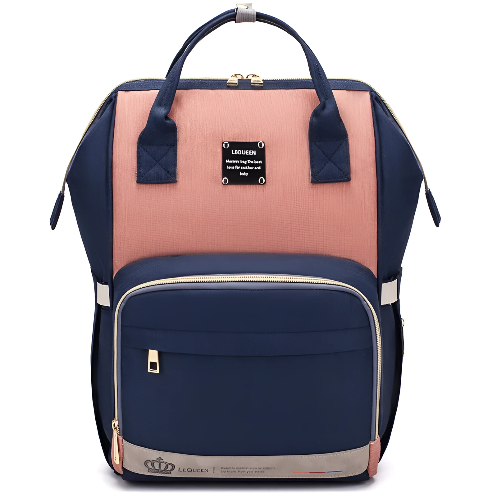 Mummy maternity bag backpack in solid colour with zipper closure and nylon finish