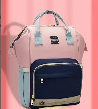Mummy maternity bag backpack in solid colour with zipper closure and nylon finish