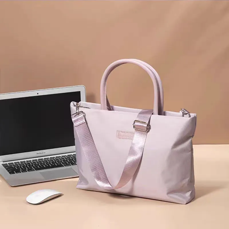 Solid colour lightweight women's laptop bag in Oxford cloth, black colour, urban simplicity style