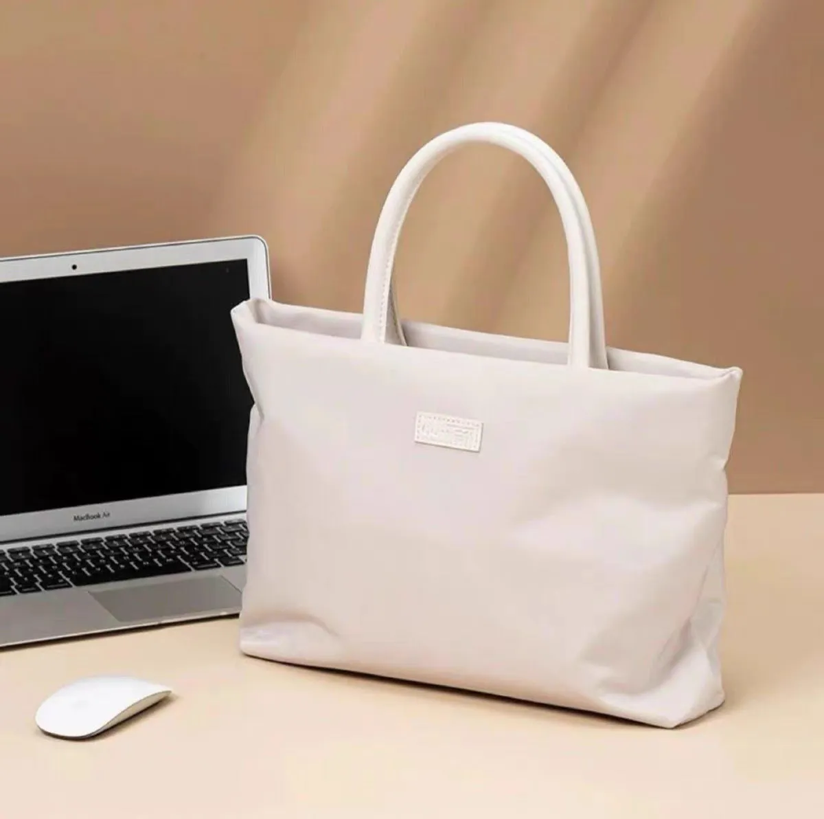 Solid colour lightweight women's laptop bag in Oxford cloth, black colour, urban simplicity style