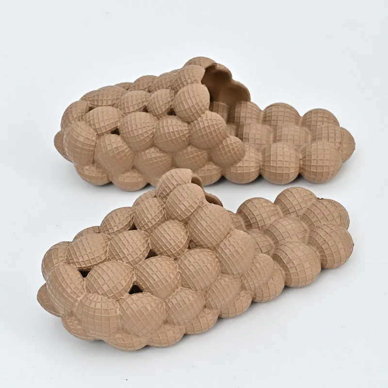 New summer EVA massage mesh bubble bathroom slides with anti-skid sole in beige colour