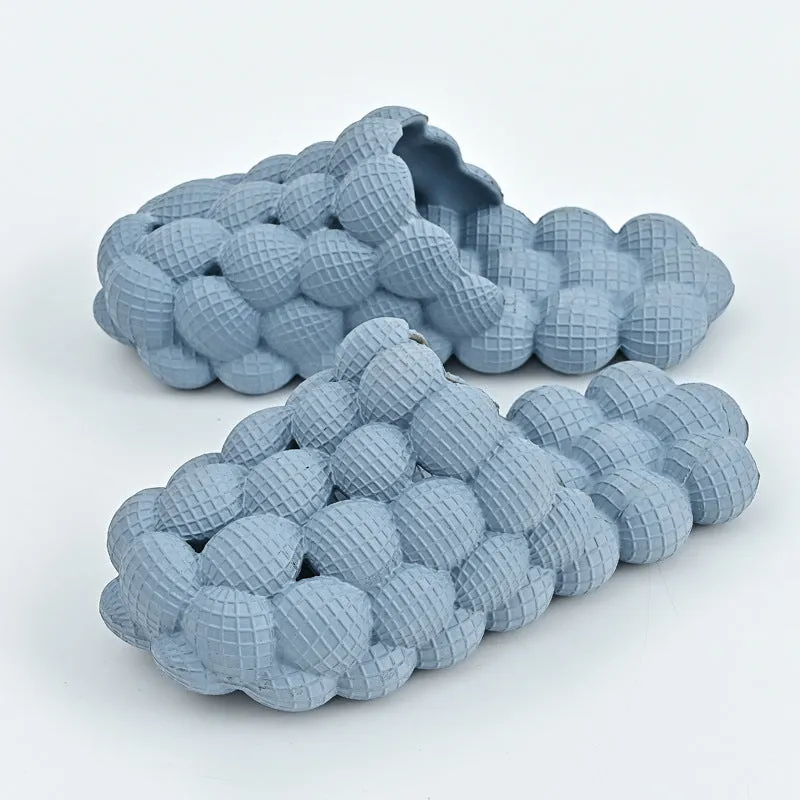 New summer EVA massage mesh bubble bathroom slides with anti-skid sole in beige colour