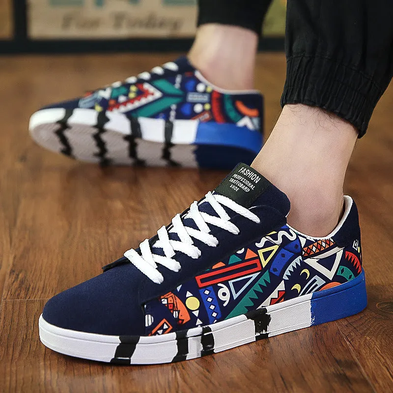 Canvas shoes with suede stitching upper, rubber sole, and front tie lacing in black