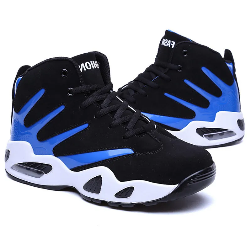 Men air cushion basketball shoes high-top jute upper Zoom Air blue colour
